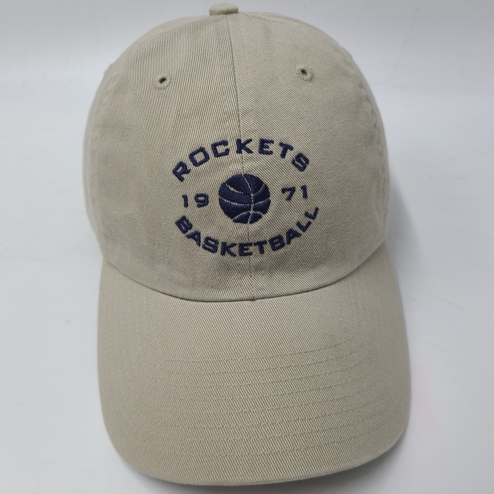 Vintage Houston Rockets Hat Strapback Beige Blue NBA Basketball Sample Logo Men